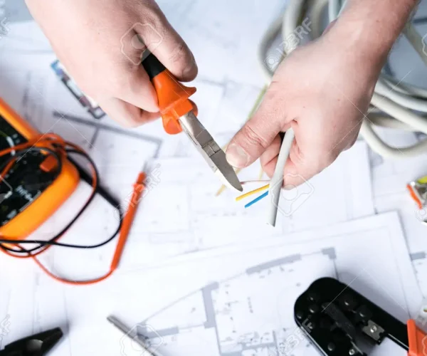 167206289-reparador-de-hombre-haciendo-proyecto-de-electricidad-en-casa-planificación-de-reparaciones-dibujo-d
